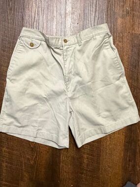VTG Towncraft Men's Flat Front Shorts in Light Cream Khaki Chinos 36